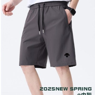 Premium Descente Shorts Gray Silk Solid Luxury