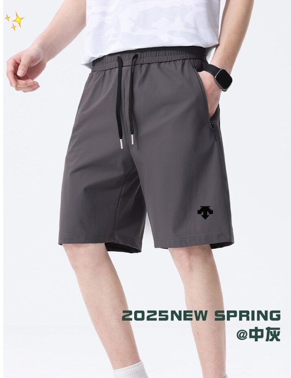 Premium Descente Shorts Gray Silk Solid Luxury
