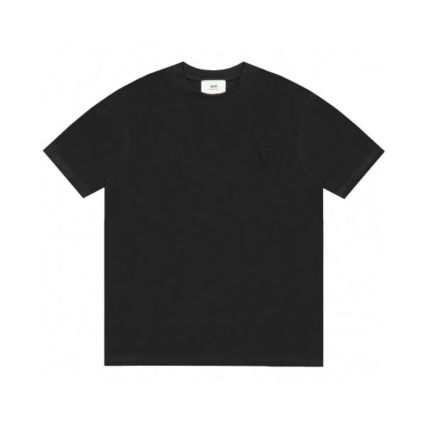 Luxury Ami Short Sleeves Black Cotton Logo Luxury