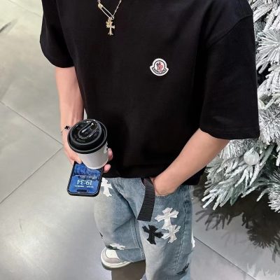 Best Selling Moncler Short Sleeves Black Cotton Classic Collection