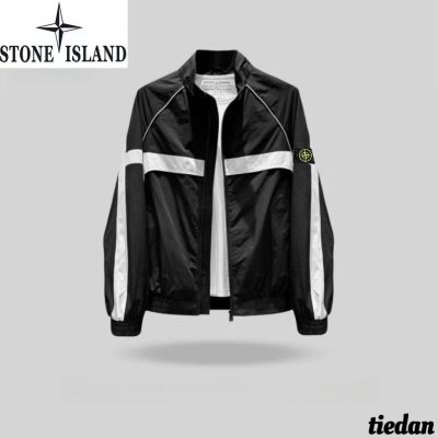 Premium Stone Island Coats White Patchwork Style