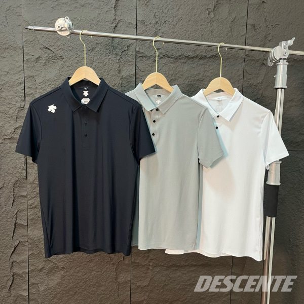 Best Selling Descente Short-Sleeved T-Shirts Black Silk Logo Luxury