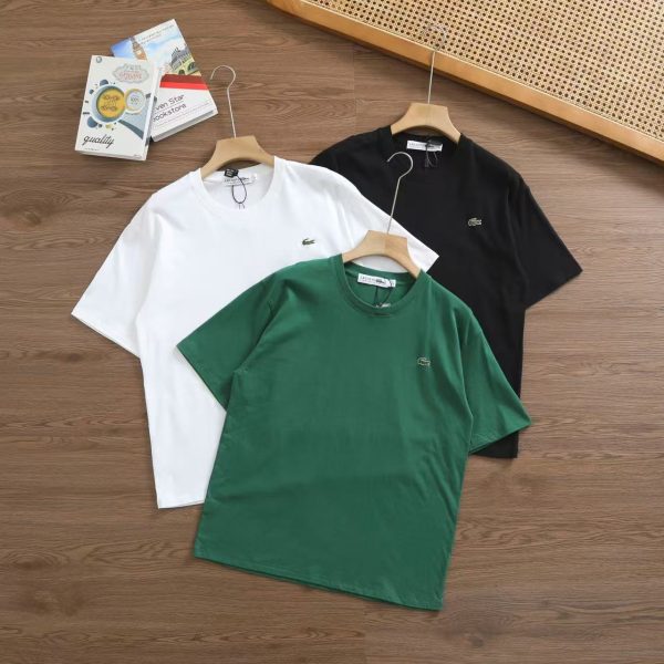 Best Selling Lacoste Short Sleeves White Polyester Logo Collection