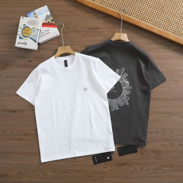 Luxury Lululemon Short Sleeves White Polyester Logo Luxury