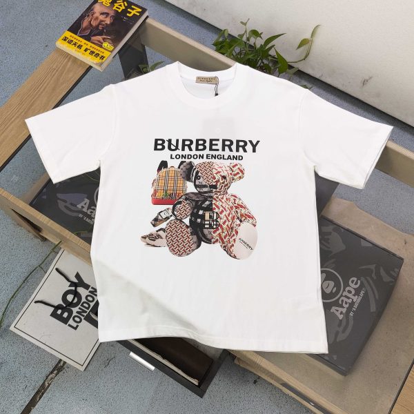 Best Selling Burberry Short Sleeves Black Cotton Patchwork Style