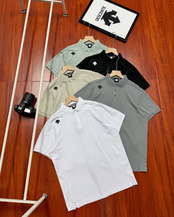Premium Quality Descente Short Sleeves Black Polyester Formal Luxury