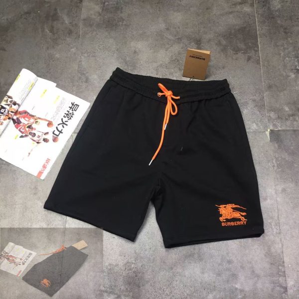 Premium Quality Burberry Shorts Black Cotton Embroidered Style