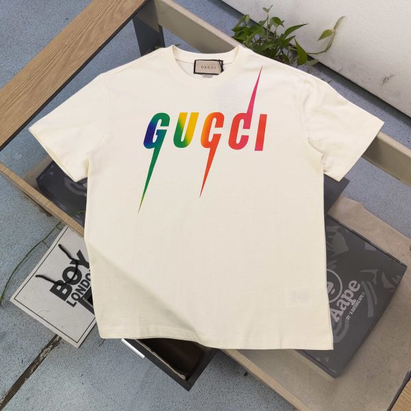 Premium Gucci Short Sleeves Black Cotton Gradient Collection