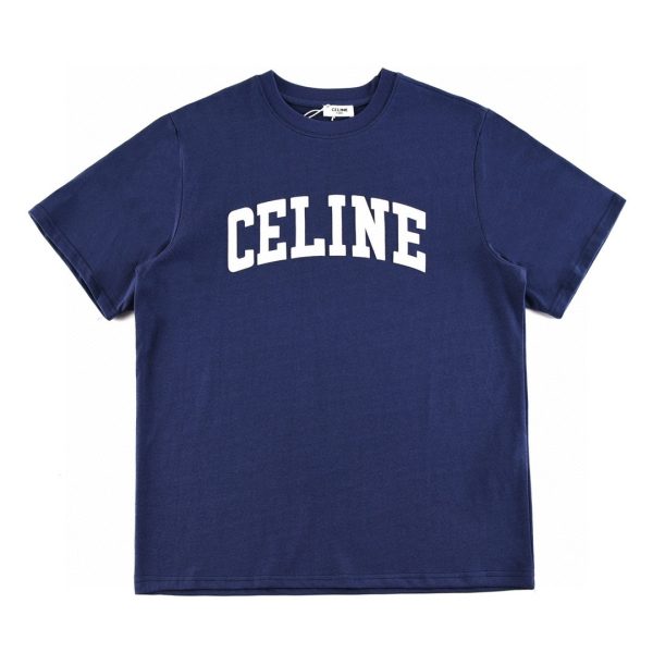 Premium Quality Celine Short Sleeves Navy Retro Luxury