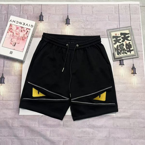 High Quality Fendi Shorts Black Knit Logo Luxury