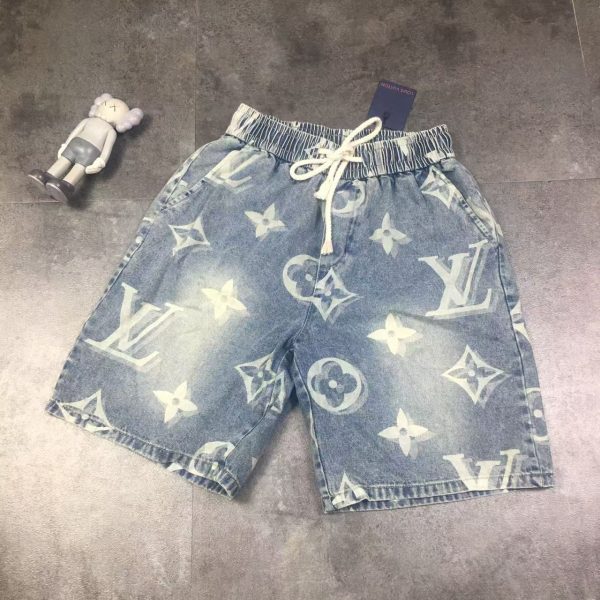 Premium Louis Vuitton Shorts Gray Denim Washed Collection
