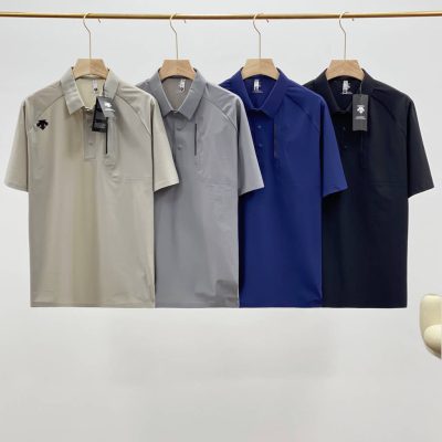 Premium Descente Short-Sleeved T-Shirts Black Casual Style