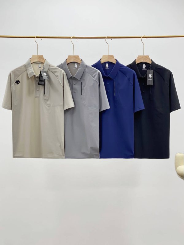 Premium Descente Short-Sleeved T-Shirts Black Casual Style