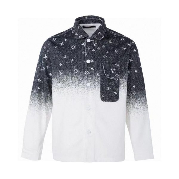 High Quality Louis Vuitton Shirts White Denim Gradient Luxury
