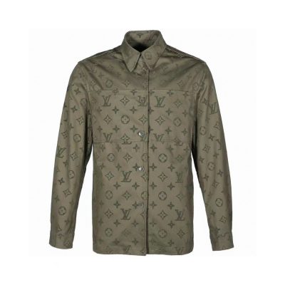 Best Selling Louis Vuitton Long-Sleeved Shirt White Cotton Monogram Style