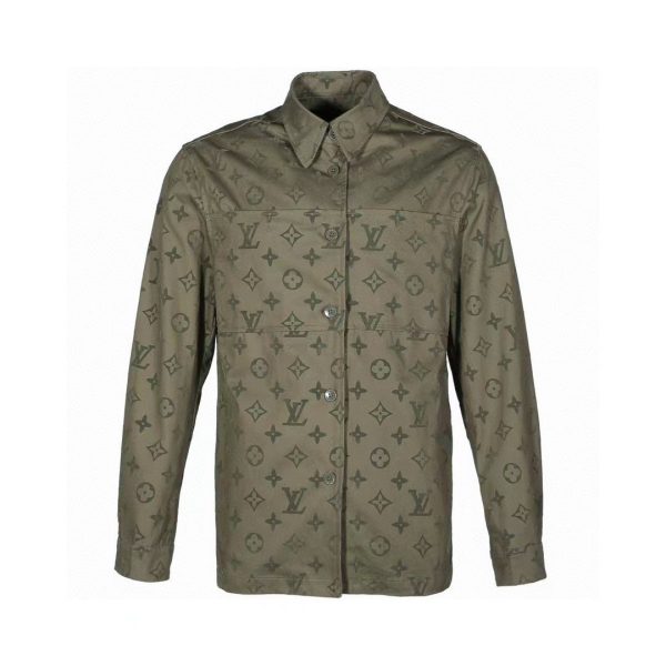 Best Selling Louis Vuitton Long-Sleeved Shirt White Cotton Monogram Style