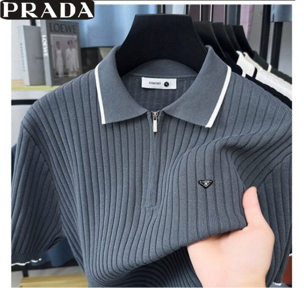 Luxury Prada Short-Sleeved Shirts Black Silk Luxury