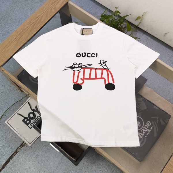 Premium Quality Gucci Short Sleeves White Cotton Monogram Luxury