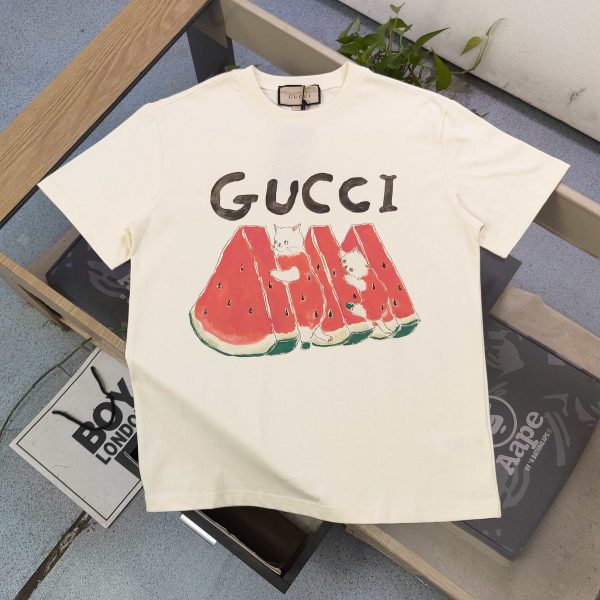 Premium Gucci Short Sleeves Cotton Logo Style