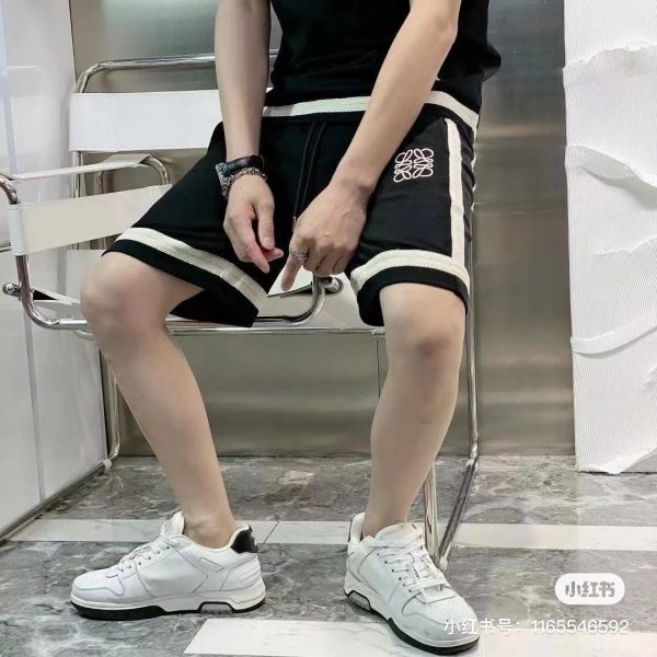 Premium Loewe Shorts Black Cotton Embroidered Collection