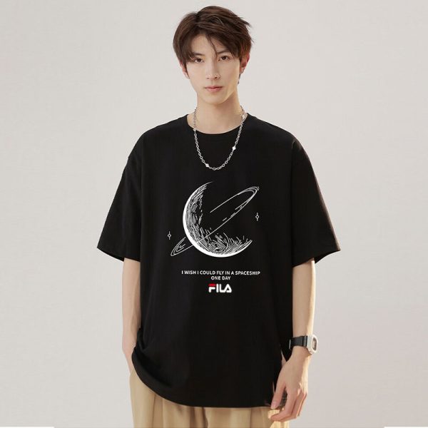 Luxury Fila Short Sleeves Black Cotton Style