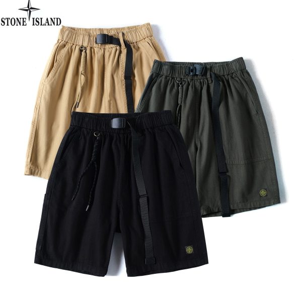 Luxury Stone Island Shorts Black Retro Style
