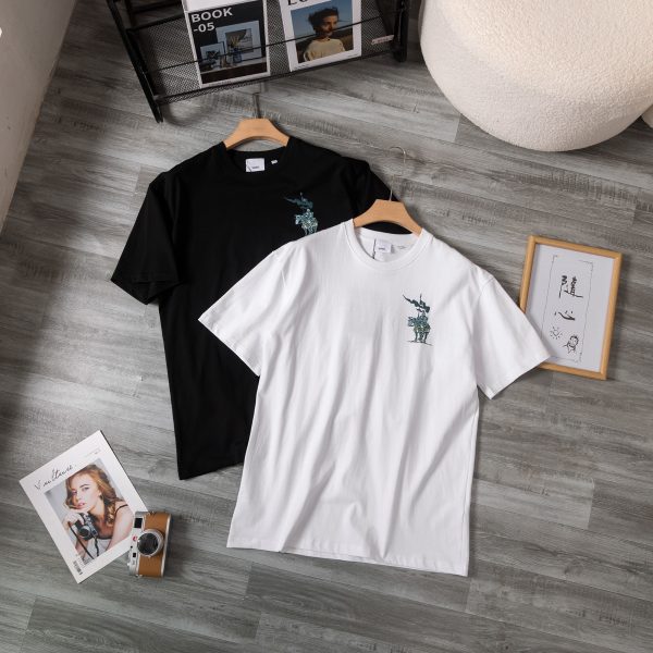 Luxury Burberry Short Sleeves Black Cotton Classic Style