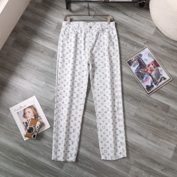 Premium Quality Louis Vuitton Jeans White Print Luxury