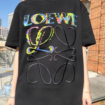 High Quality Loewe Short Sleeves White Cotton Logo Style
