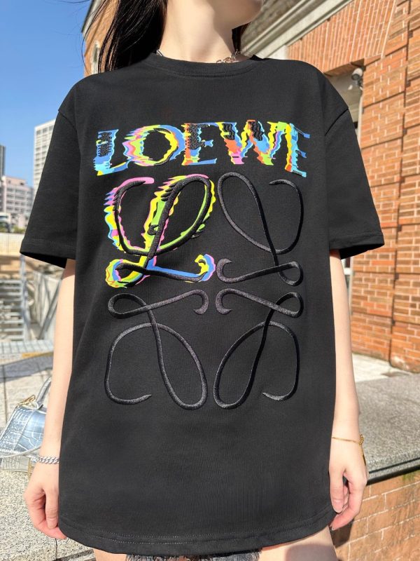 High Quality Loewe Short Sleeves White Cotton Logo Style