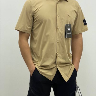 High Quality Descente Short Sleeves Gray Silk Casual Luxury