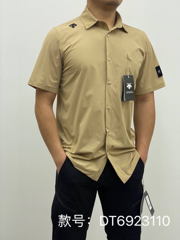 High Quality Descente Short Sleeves Gray Silk Casual Luxury