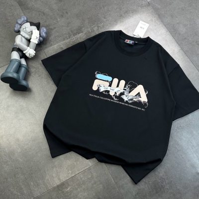 Luxury Fila Short-Sleeved Shirt White Cotton Breathable Collection