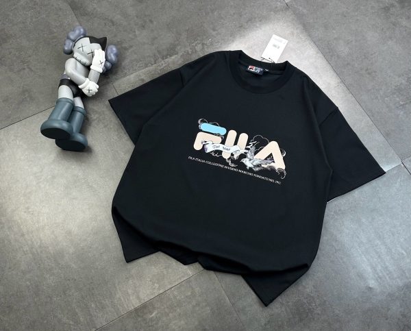 Premium Quality Fila Short-Sleeved Shirt White Cotton Breathable Collection
