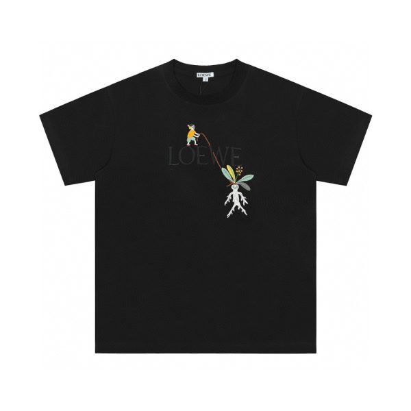Luxury Loewe Short Sleeves Cotton Embroidered Style