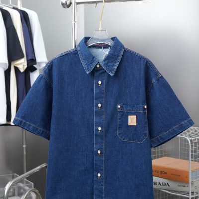 Premium Quality Louis Vuitton Short Sleeves Denim Logo Style