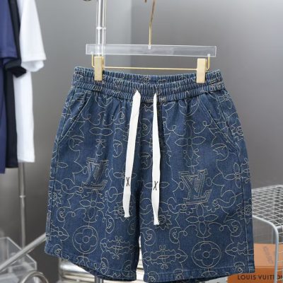 Luxury Louis Vuitton Shorts Gold Denim Embroidered Luxury