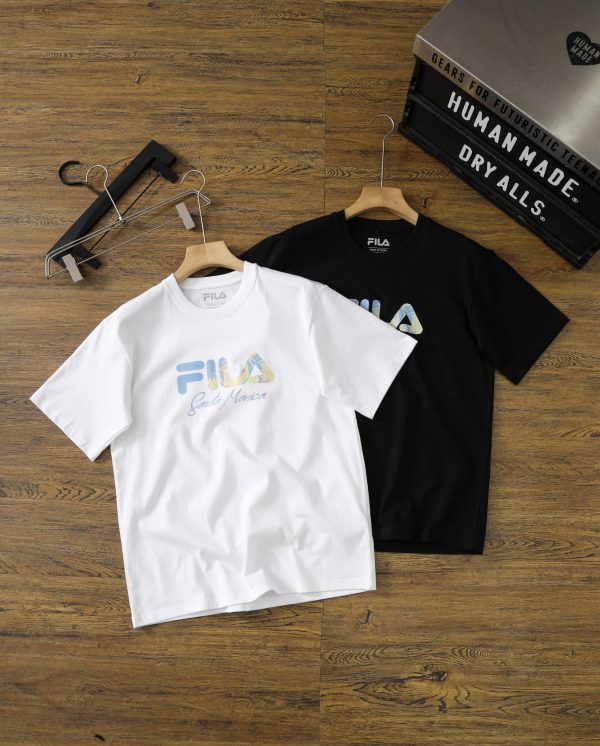 Luxury Fila Short Sleeves Black Cotton Casual Luxury