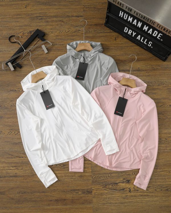 Premium Lululemon Jacket White Solid Style