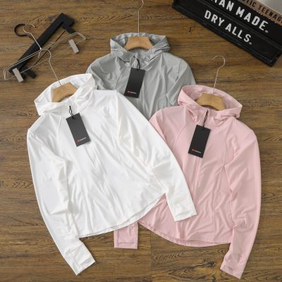 Premium Lululemon Jacket White Solid Style