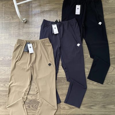 Best Selling Descente Trousers Black Silk Casual Style