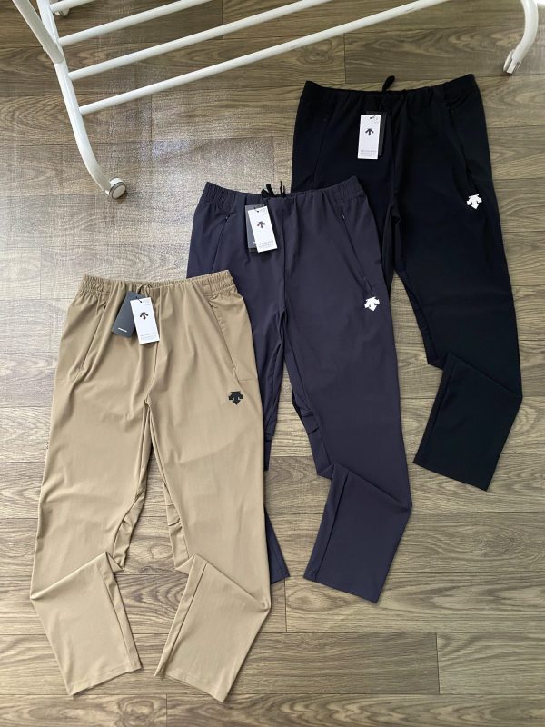 Best Selling Descente Trousers Black Silk Casual Style