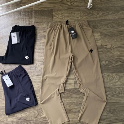 High Quality Descente Trousers Black Silk Casual Luxury