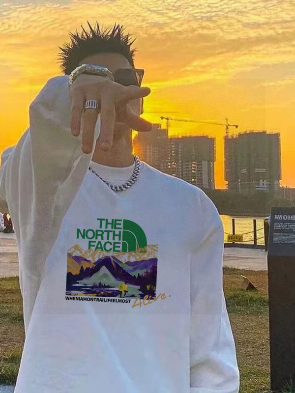 Premium The North Face Hoodie Black Fleece Print Style