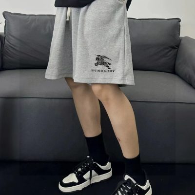 Premium Burberry Shorts Black Cotton Logo Collection