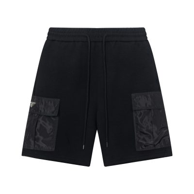 Premium Prada Shorts Black Cotton Washed Style