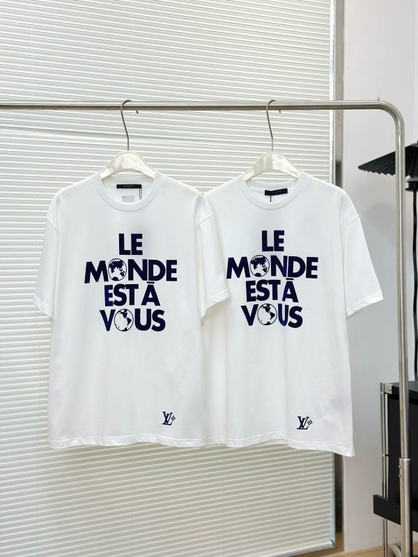 Luxury Louis Vuitton Short Sleeves Blue Nylon Print Style