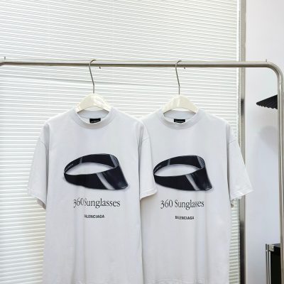 High Quality Balenciaga Short Sleeves Cream Cotton Luxury