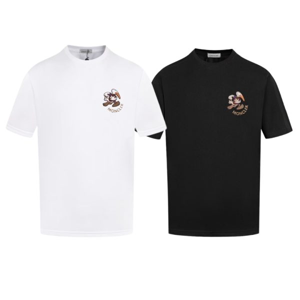 High Quality Moncler Short Sleeves Black Cotton Print Style