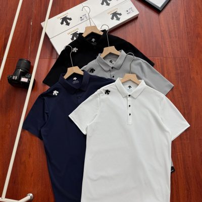 Premium Quality Descente Short-Sleeved Black Cotton Casual Luxury
